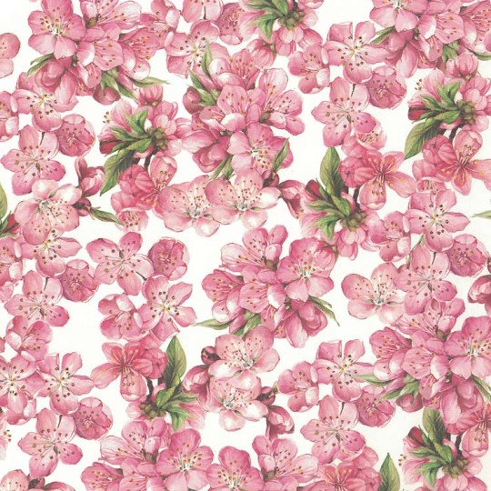 Pink Cherry Blossoms Floral Print Italian Paper ~ Tassotti